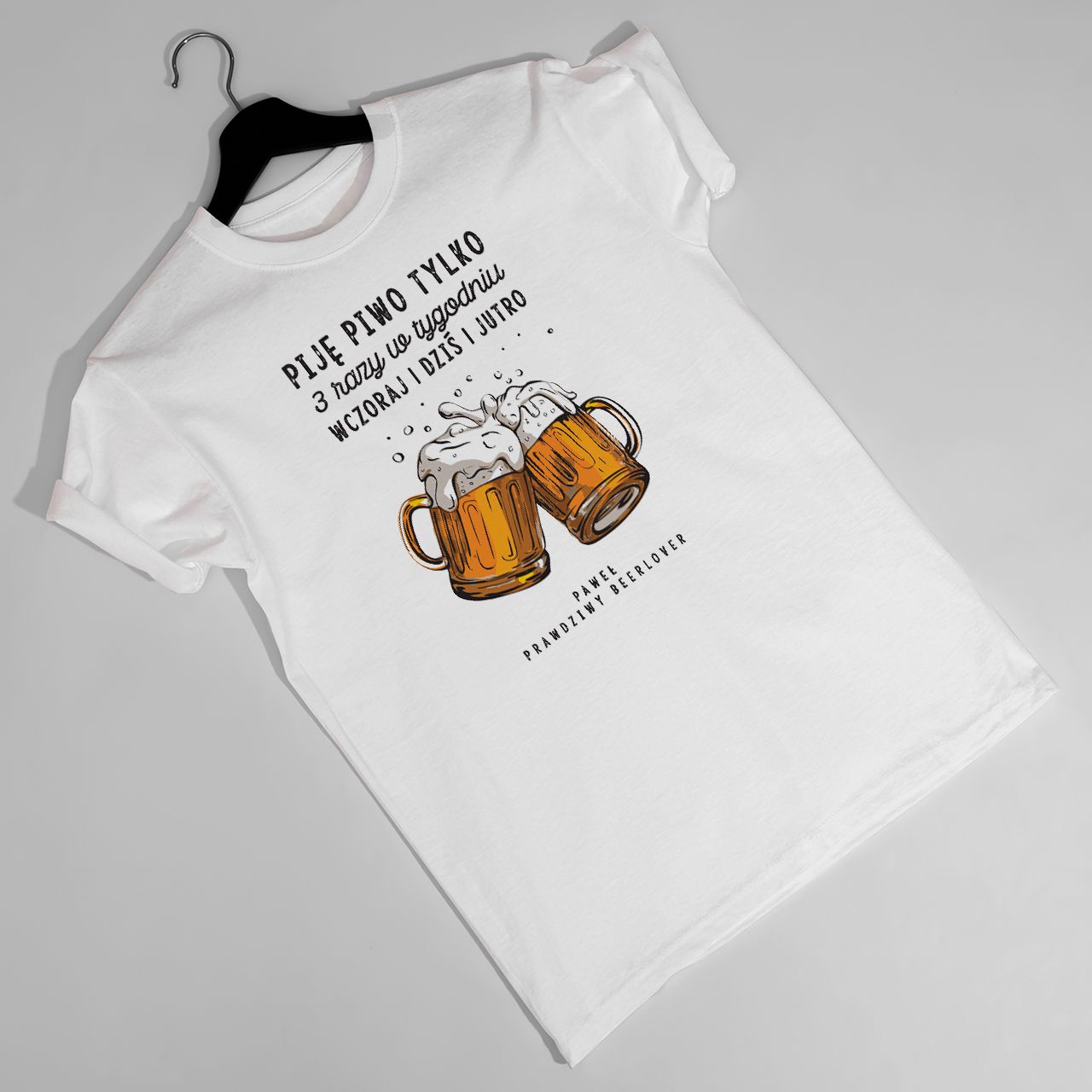 Koszulka męska z nadrukiem BEER LOVER śmieszna koszulka z piwem - XXL