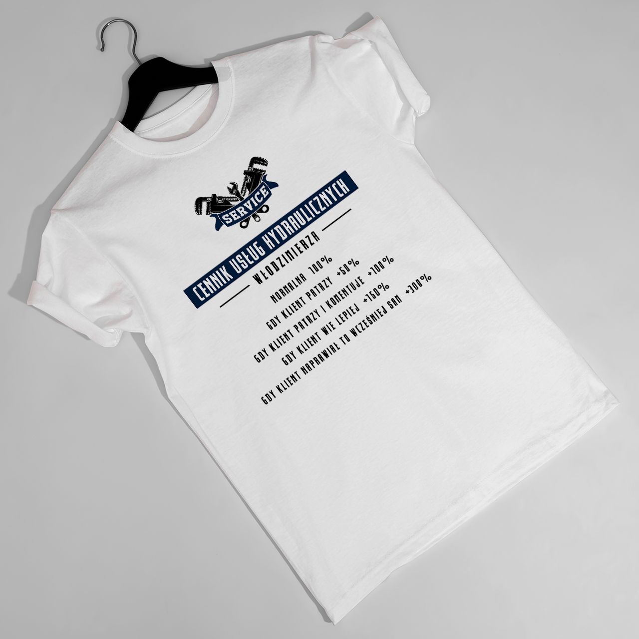 Koszulka z nadrukiem CENNIK prezent dla hydraulika - S
