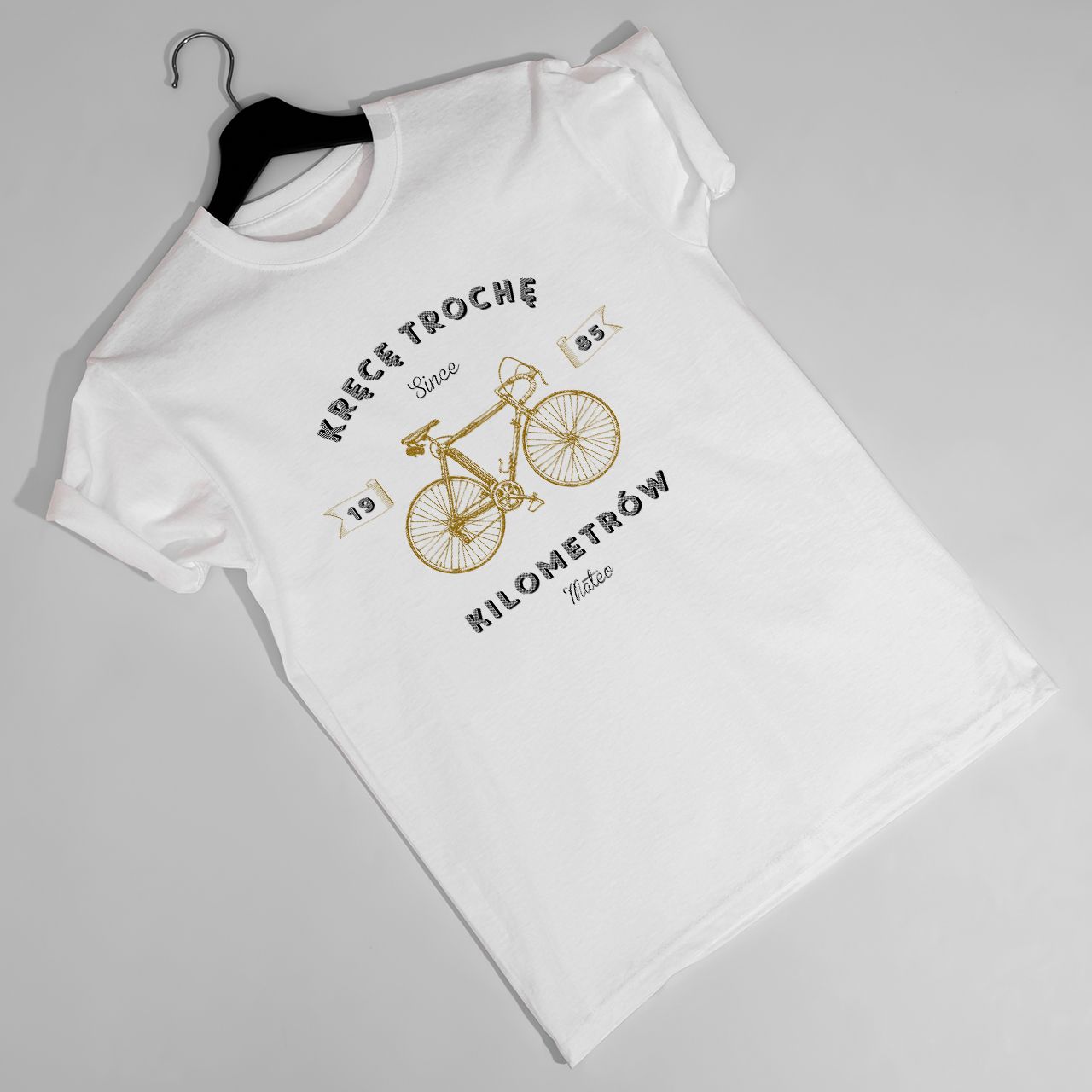 Koszulka z rowerem KRĘCE KILOMETRY prezent dla rowerzysty - S