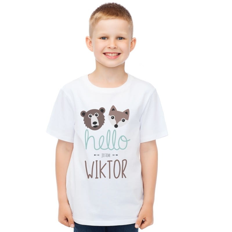 Koszulka z nadrukiem dla dziecka HELLO prezent na Dzień Dziecka