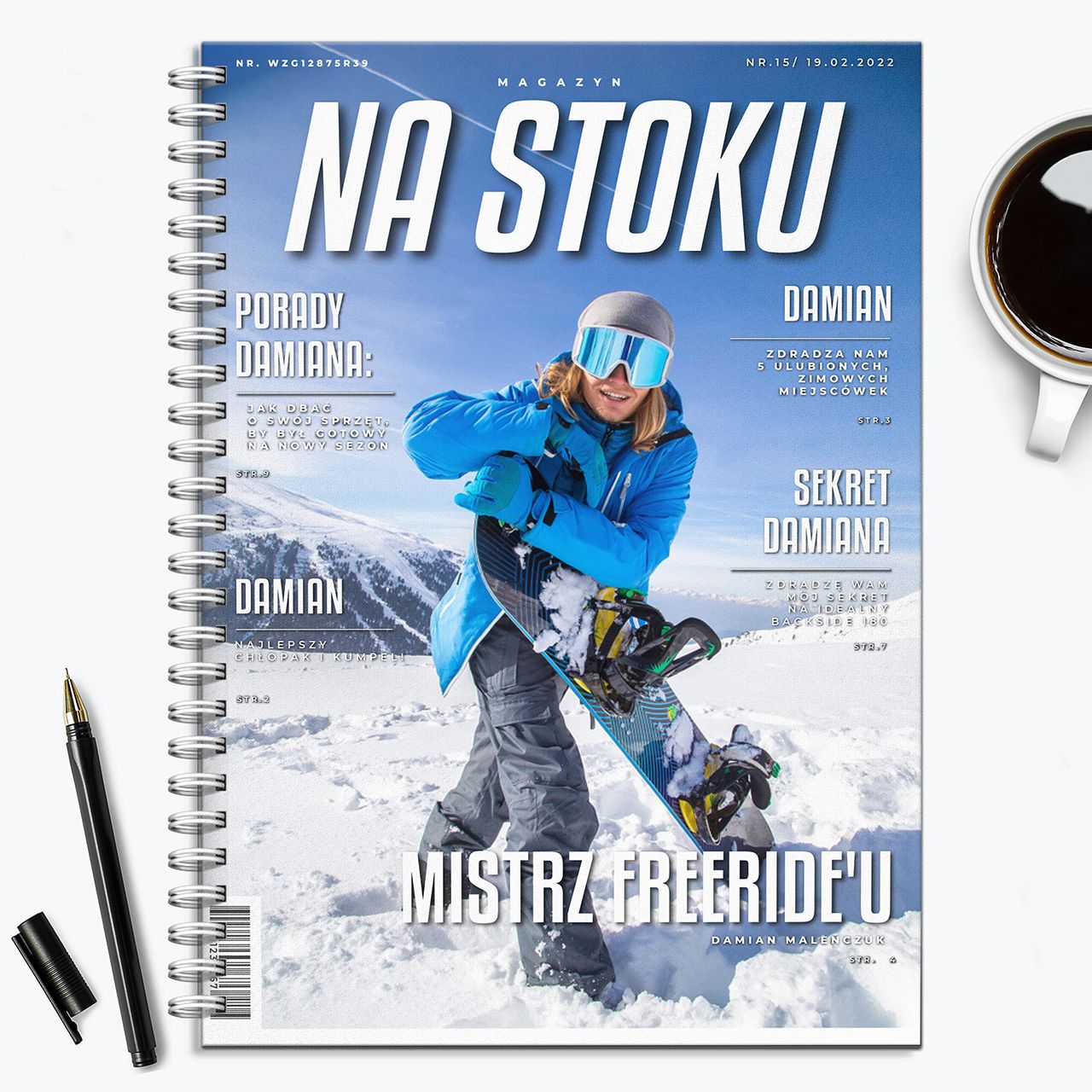 Personalizowany notatnik dla snowboardzisty NA STOKU
