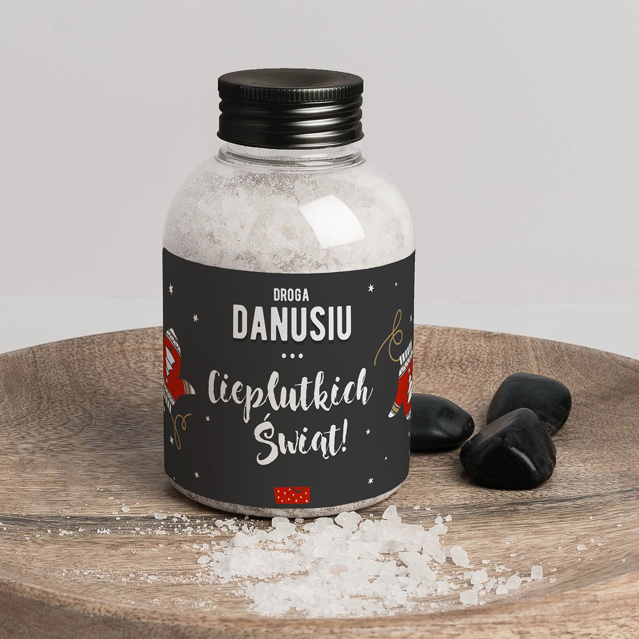 Personalizowana sól do kąpieli CIEPLUTKIE ŚWIĘTA prezent świąteczny dla koleżanki