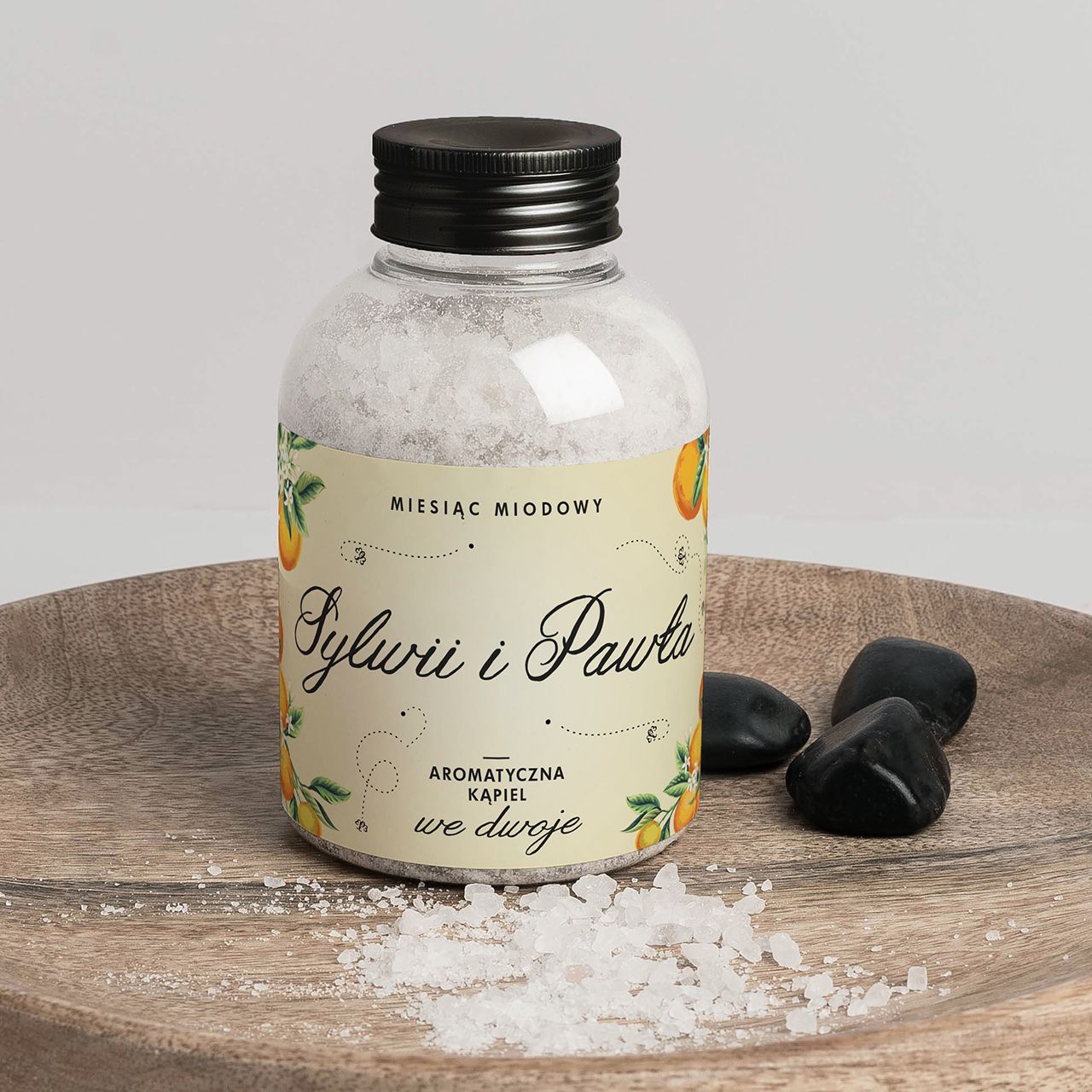 Personalizowana sól do kąpieli MIESIĄC MIODOWY upominek dla młodej pary