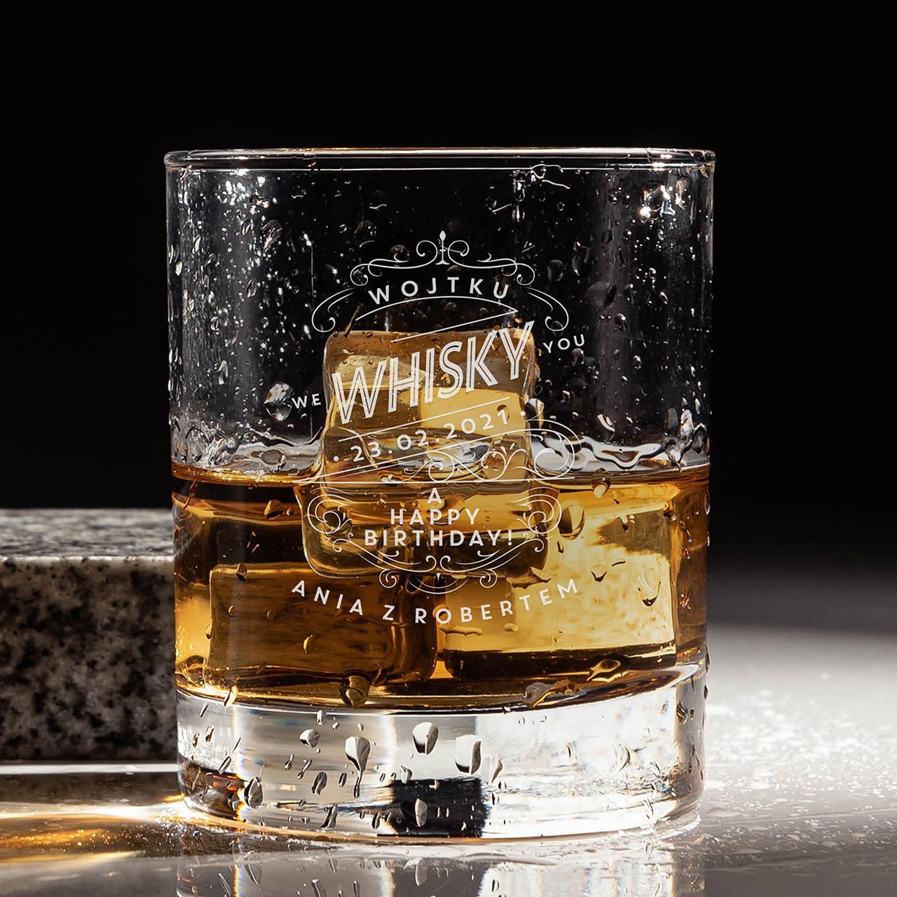 Personalizowana szklanka do whisky URODZINOWY PREZENT DLA NIEGO