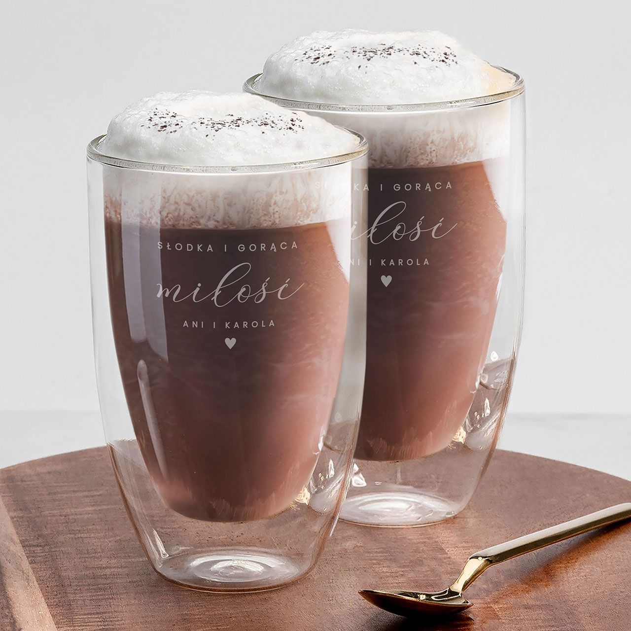 Personalizowane szklanki do gorącej czekolady SŁODKA MIŁOŚĆ romantyczny prezent