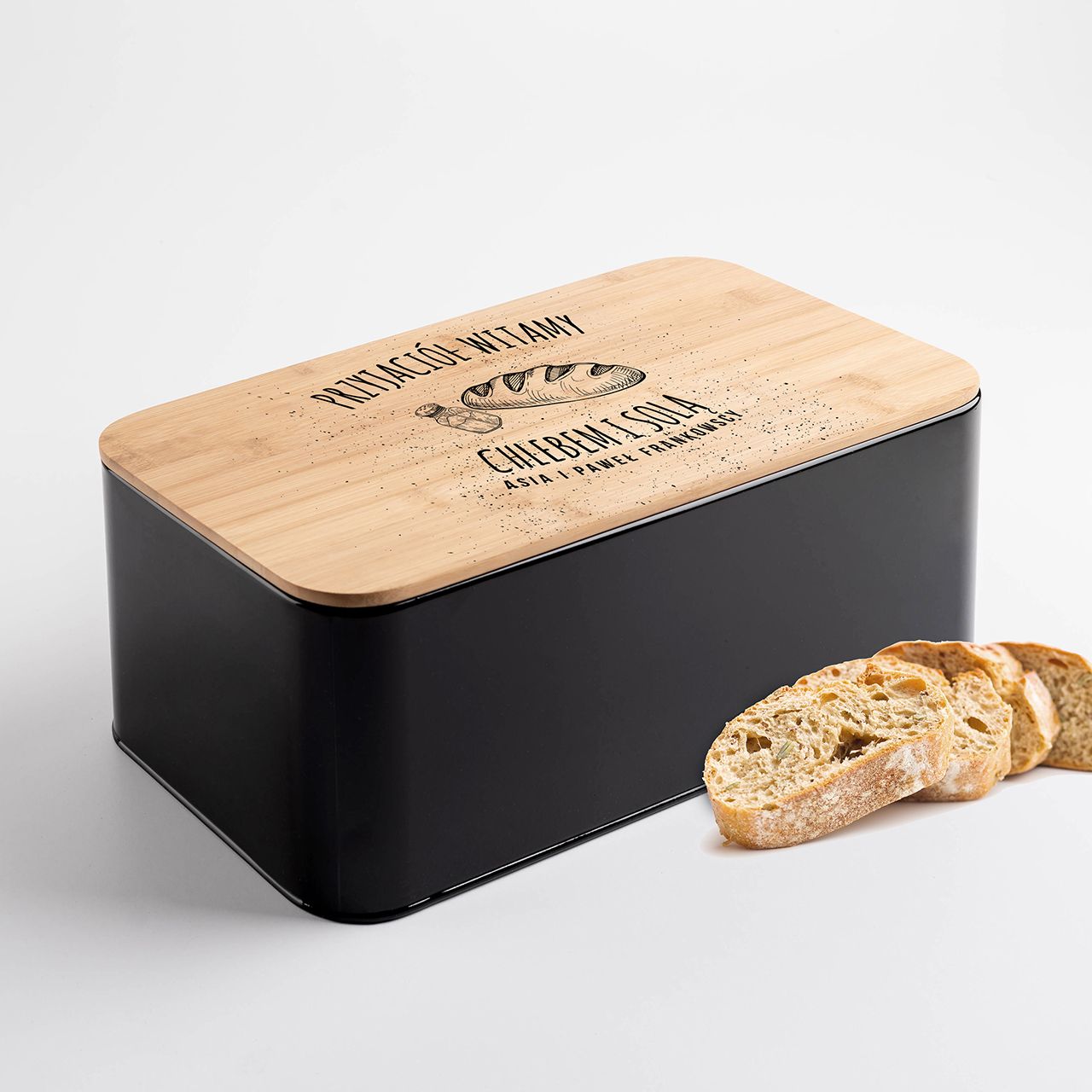 Personalizowany chlebak na pieczywo CHLEBEM I SOLĄ prezent na parapetówkę
