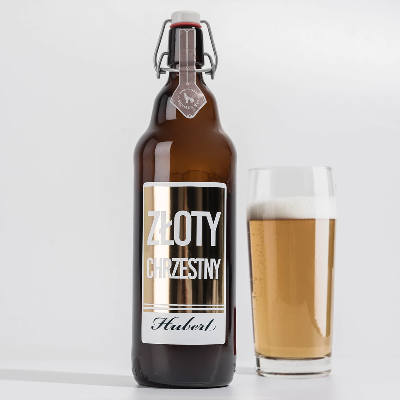 Piwo personalizowane PREZENT DLA CHRZESTNEGO 1 litr