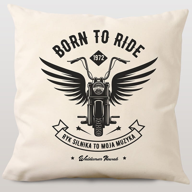 Poduszka z motocyklem BORN TO RIDE prezent dla harleyowca