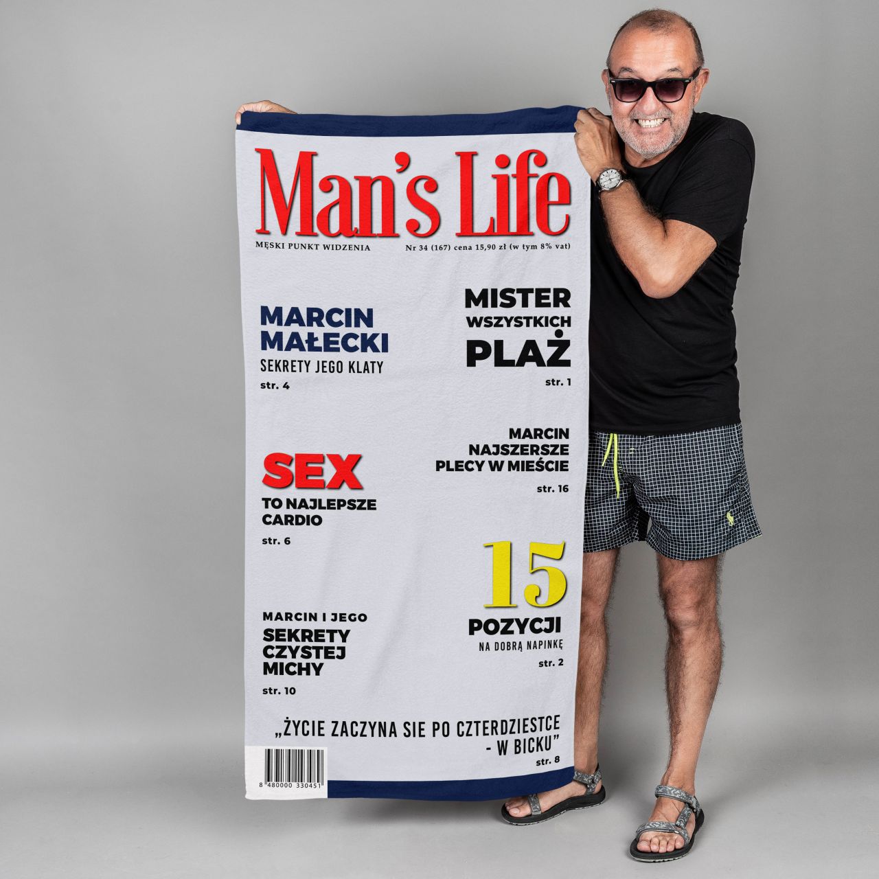 Ręcznik kąpielowy MAN`S LIFE śmieszny prezent dla faceta