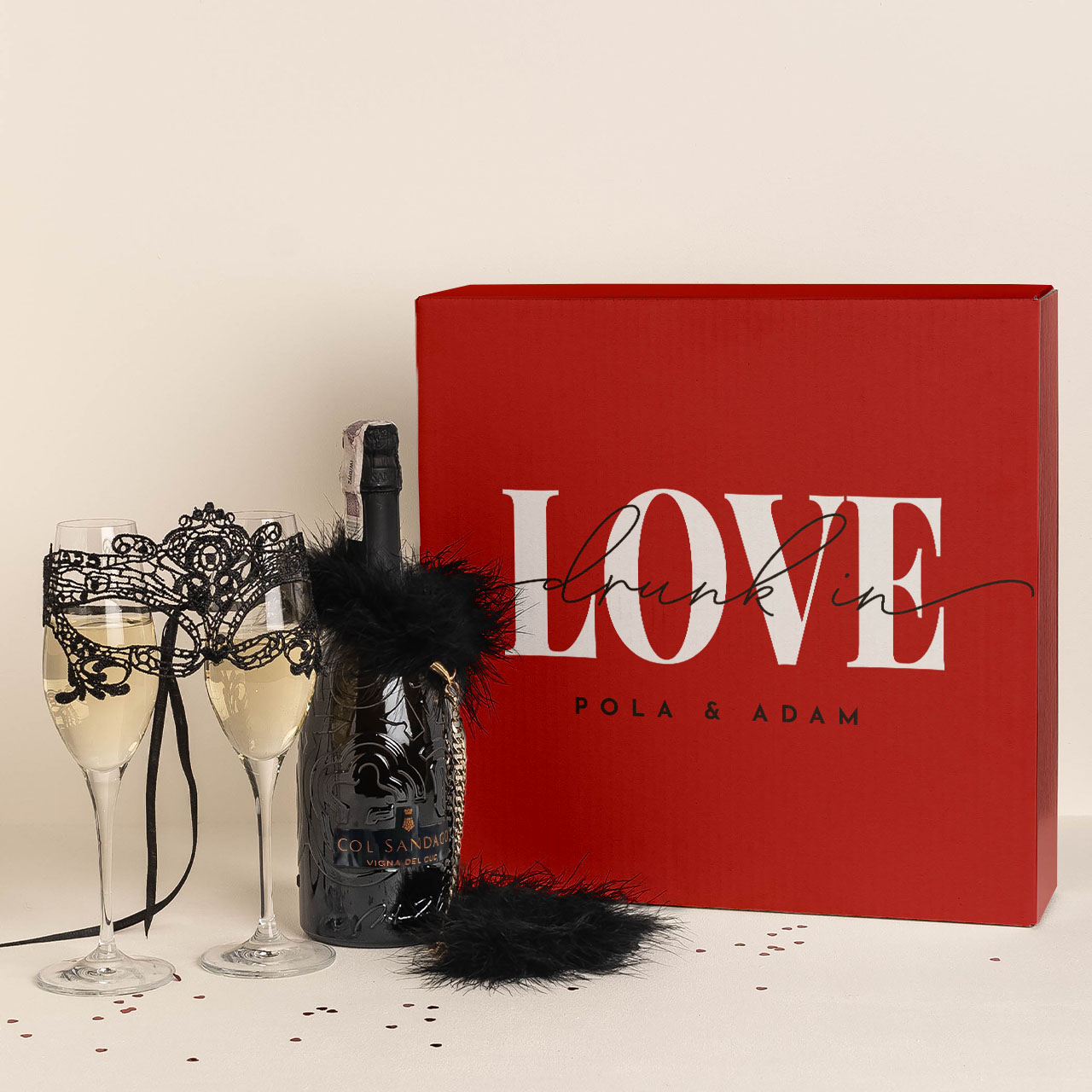 Romantyczny zestaw prezentowy DRUNK IN LOVE prezent dla nowożeńców