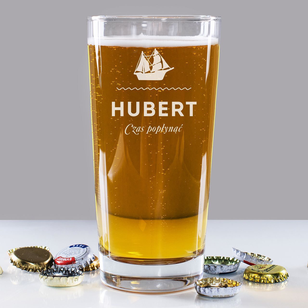 Szklanka do piwa z grawerem CZAS POPŁYNĄĆ prezent dla żeglarza