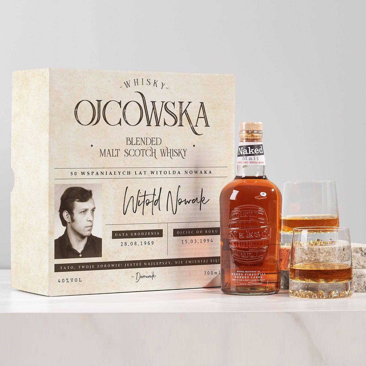 Urodzinowe whisky OJCOWSKA prezent na 50 urodziny dla taty