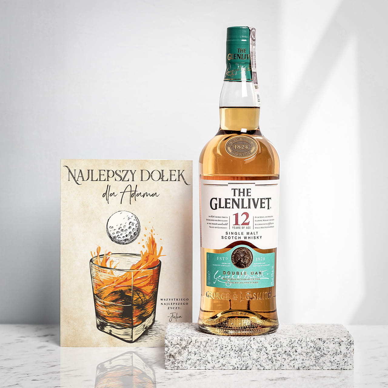 Whisky Glenlivet z dedykowaną kartką PREZENT DLA GOLFISTY