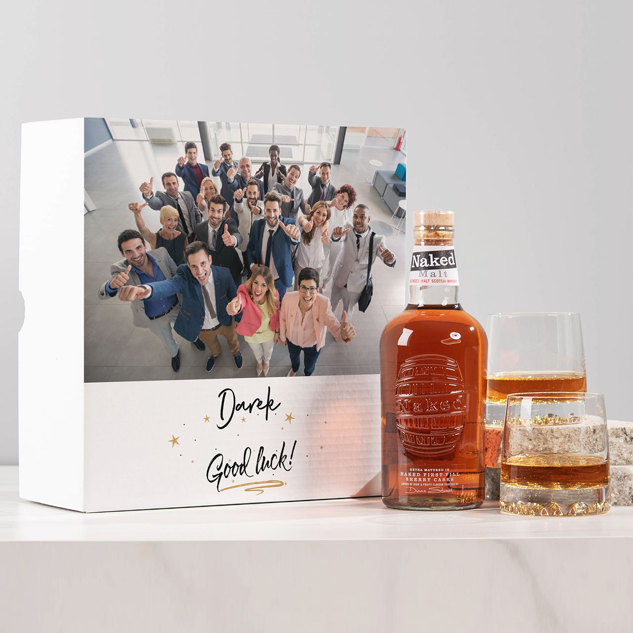 Whisky ze szklankami PREZENT Z OKAZJI NOWEJ PRACY