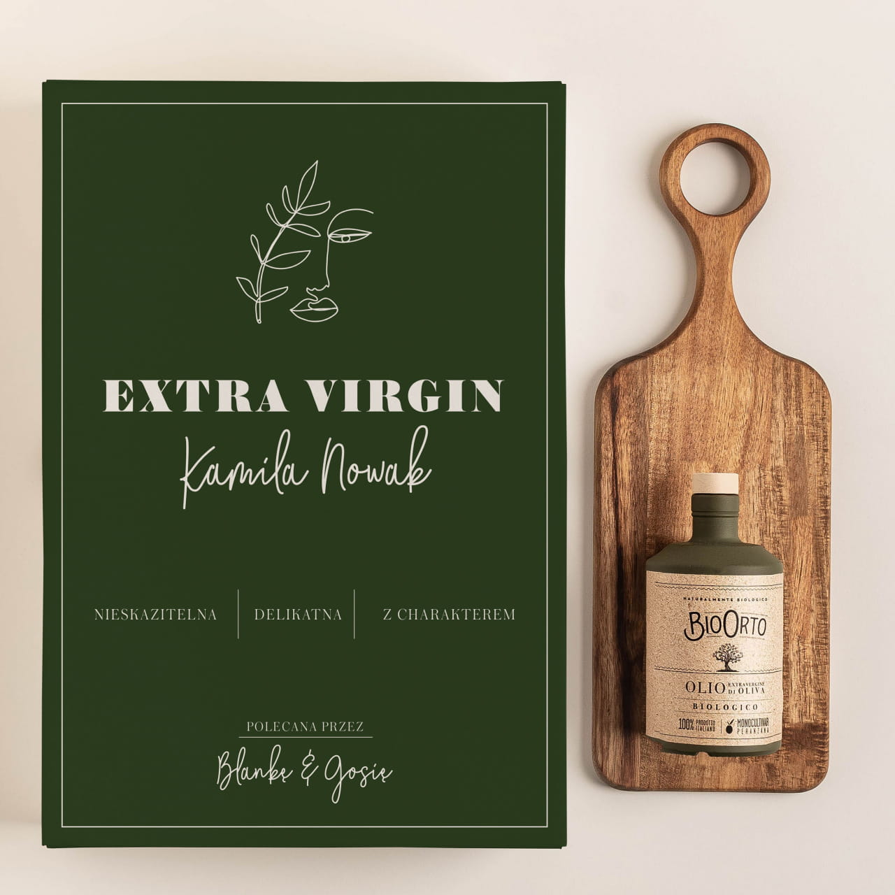 Włoska oliwa z deską z akacji EXTRA VIRGIN prezent dla przyjaciółki