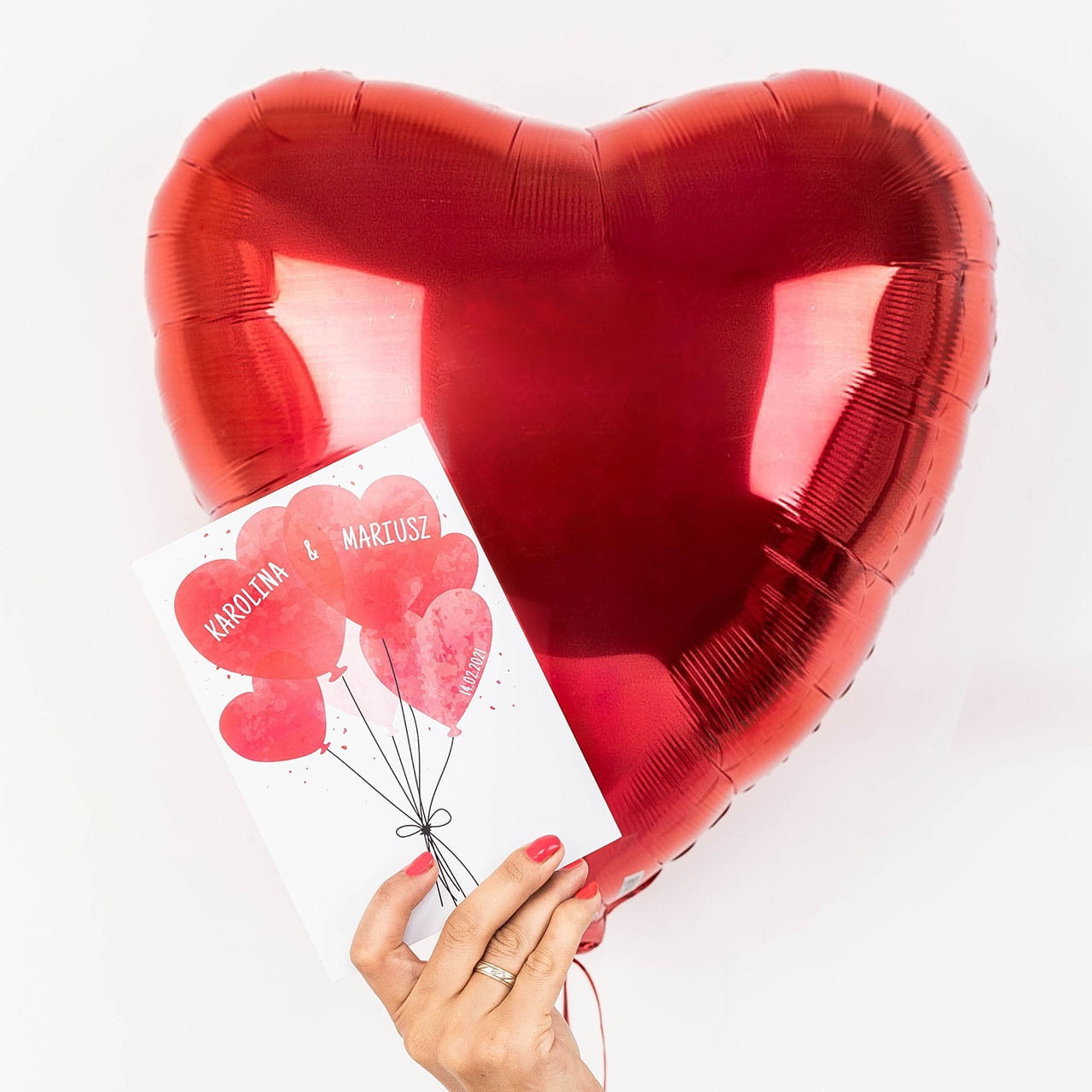 Wielki BALON SERCE + kartka LOVE pomysł na prezent na Walentynki