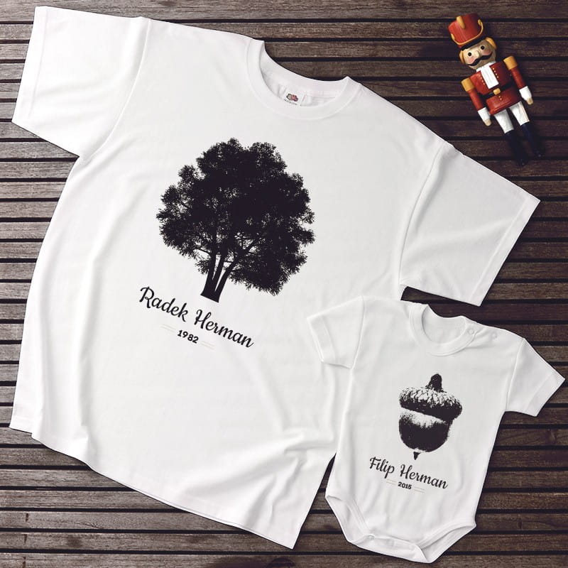 Zestaw koszulka i body DĄB prezent z okazji narodzin dziecka dla taty