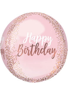 Balon urodzinowy HAPPY BIRTHDAY rowe zoto 