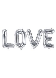 Napis LOVE z balonw srebrny