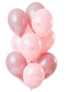 Balony na 50 URODZINY Elegant Blush (12szt.)