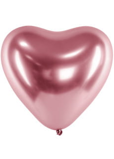 Chromowane balony w ksztacie SERCA rowe zoto 30cm (50szt.)