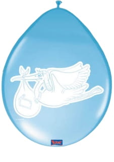 Balony na baby shower BOCIAN niebieskie (8szt.)