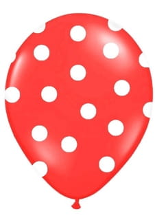 Balony czerwone w biae kropki (6szt.)