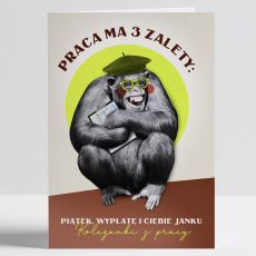 mieszna kartka PRACA MA ZALETY na Dzie Chopaka w pracy