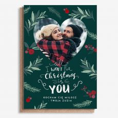Personalizowana kartka witeczna ze zdjciem ALL I WANT FOR CHRISTMAS - A4