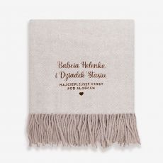 Beowy koc weniany DLA BABCI I DZIADKA