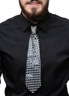 Krawat cekinowy CZARNY na gumce