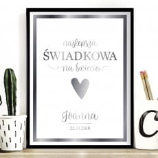 Plakat z uszlachetnieniem PODZIKOWANIE DLA WIADKOWEJ srebrny