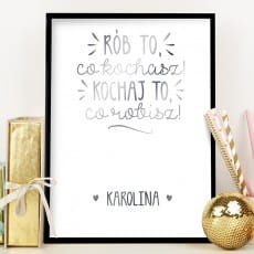 Plakat personalizowany srebrny RB CO KOCHASZ prezent dla dziewczyny