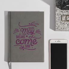 Planner personalizowany szary DREAMS prezent na urodziny dla siostry