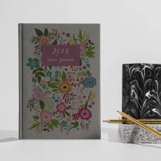 Planner personalizowany szary KWIECISTY prezent dla siostry