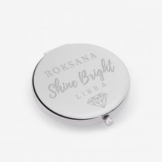Prezent na urodziny dla przyjaciki Lusterko kieszonkowe DIAMOND srebrne
