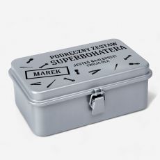 Szara skrzynka metalowa SUPERBOHATER prezent dla ma
