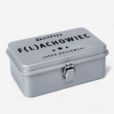Skrzynka metalowa zamykana szara FLACHOWIEC praktyczny prezent dla faceta