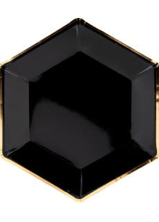 Talerze jednorazowe eleganckie GOLD STAR czarno-zote 23cm (6szt.)