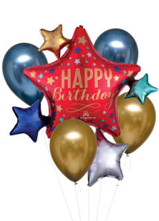 Zestaw balonw na urodziny HAPPY BIRTHDAY gwiazdy (5szt.)